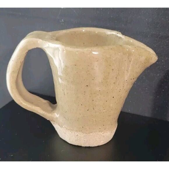 Studio Art Artisan Made Pottery Pitcher Signed Stoneware Hand Molded Pinched - Picture 1 of 8